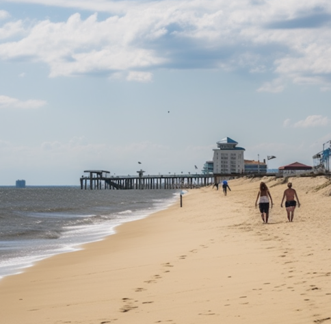 People walking on the beach