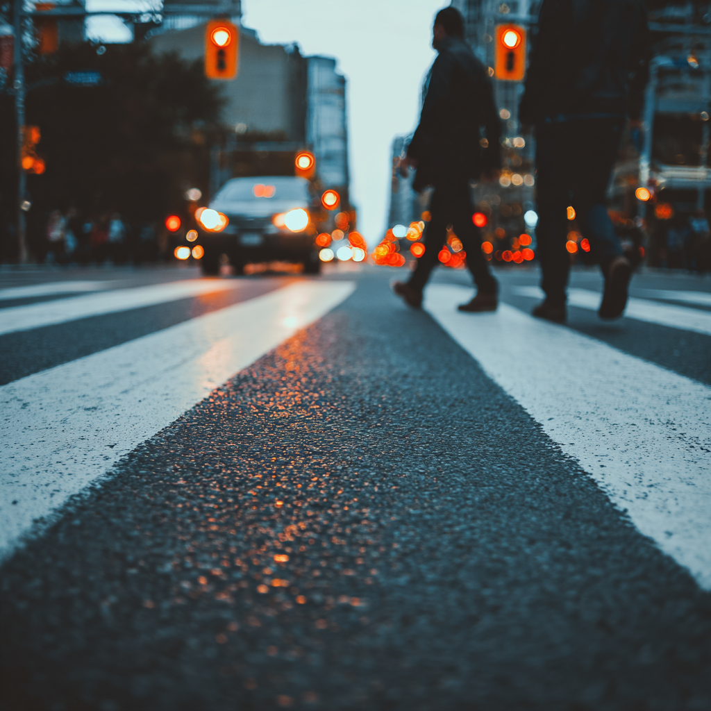 a pedestrian crossing in a city
